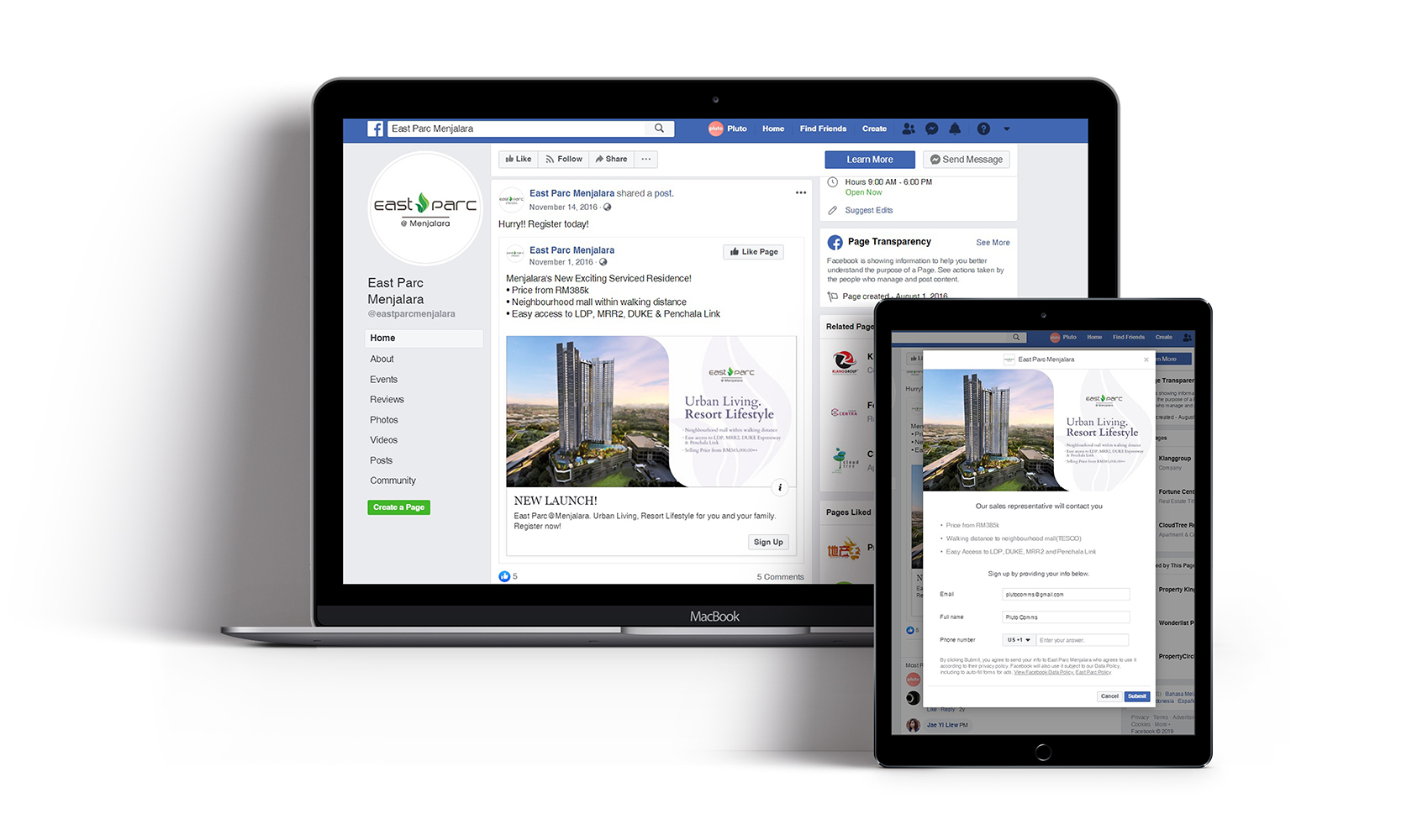 Social media form generate leads and conversions for property developer in malaysia